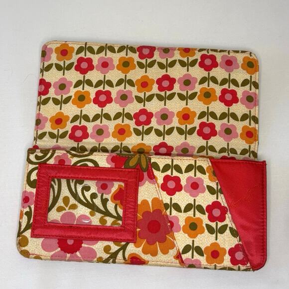 Vera Bradley Folkloric Travel Wallet Organizer Pink Green Floral Retired 2011 - Picture 3 of 11